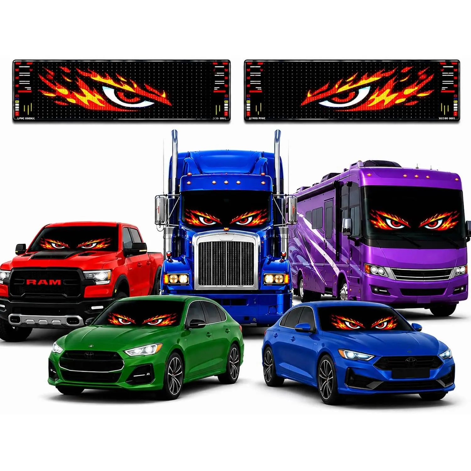 LED Eyes for Car Truck & RV Windshield, 2PCS 24*5 RGB, LED Eyes for Car