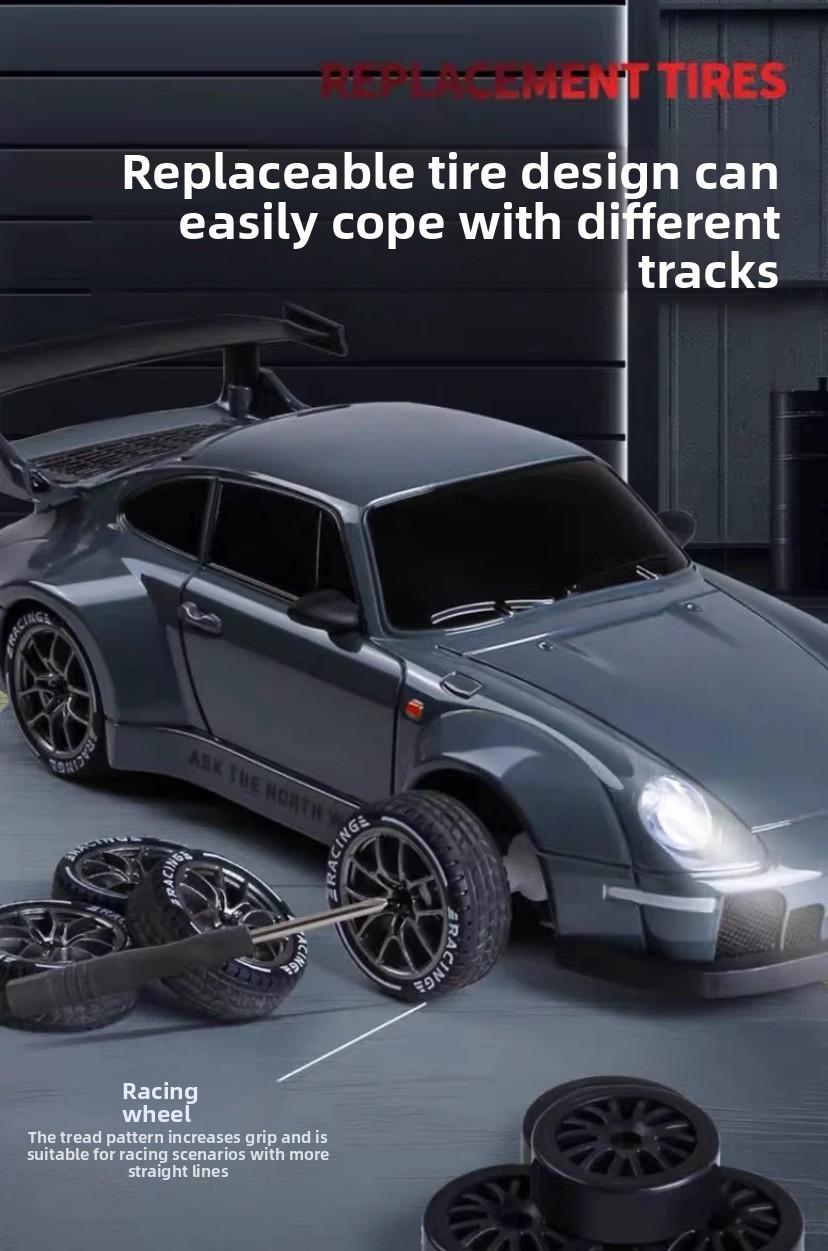 1:24 Professional RC Drift Car, 2.4GHz Four-Wheel Drive, LED Lights, Drift Tires, Road Obstacle Tools, Lithium Battery, Boy's Birthday Gift