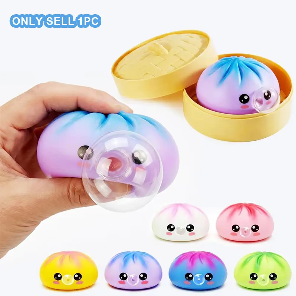 Bubble Puffing Dumpling Toy, Sensory Stress Relief Toy for Adults and Kids, Anxiety Reducing Bubble Blowing Game with Steamer Basket, Fidget Sensory Product