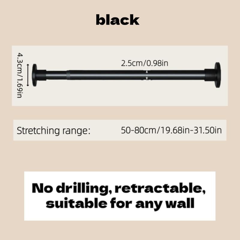 Adjustable No-Drill Extendable Pole, Adjustable Tension Rod, Multi-Purpose Support Rod for Clothesline, Closet, Bathroom Curtain, Easy Installation Home Accessory