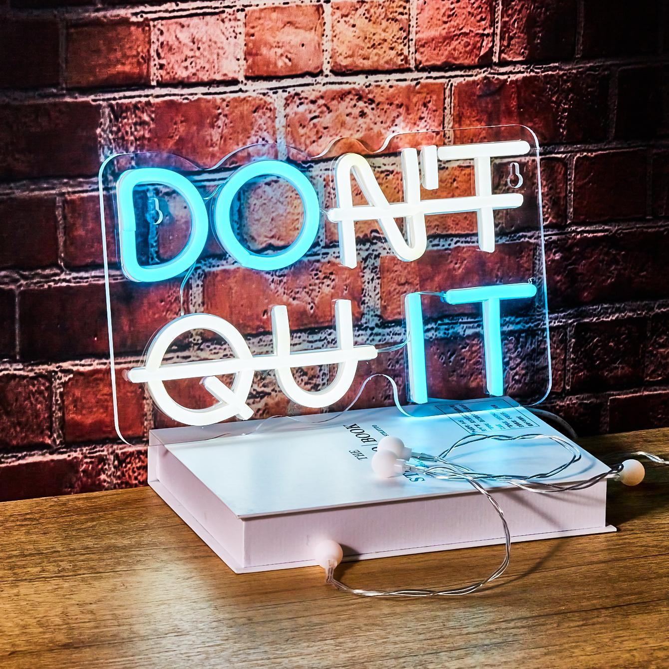 Don't Quit Slogan Design Neon Light, 1 Count USB Powered LED Neon Sign, Decorative Light For Home, Party & Shop Decor, Led Neon Lights