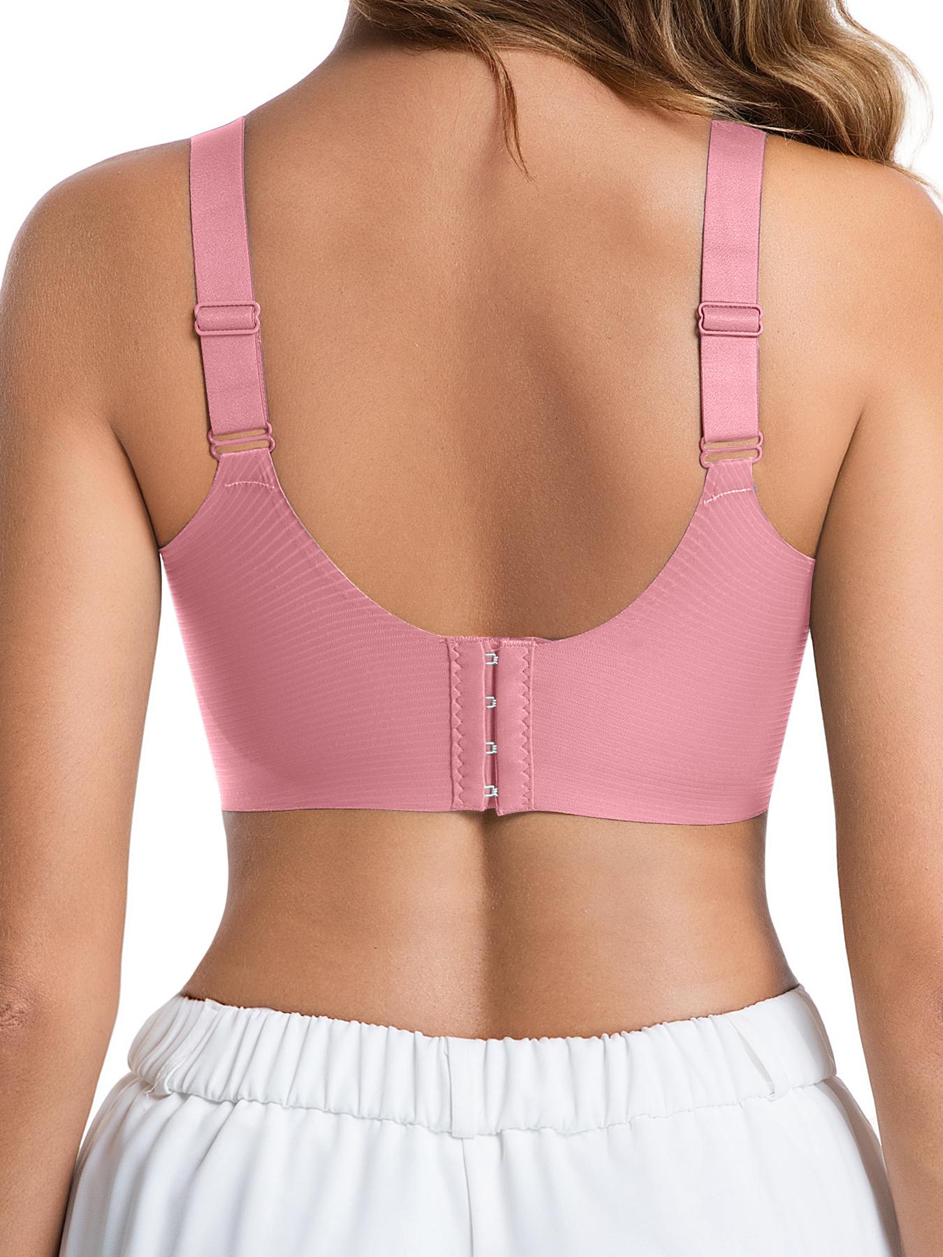 3/4PCS Ribbed Push-UpSeamless Bra Set Soft Comfortable SolidFour-breasted Adjustable Straps Wire-FreeSupport for Daily Wear Ultra-Soft BreathableFabric Bralette for Women Full Coverage S/M/L/XL/XXL