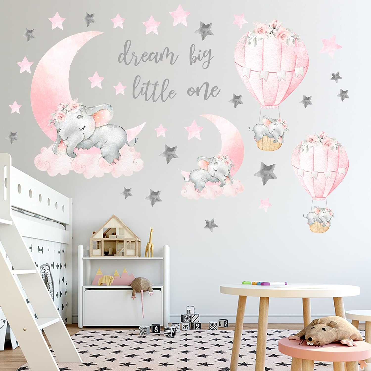 Teddy Bear Cartoon Wall Sticker, Vinyl Wall Art Decals for Baby Kids Room, Peel and Stick Nursery Decor, Living Room Home Decoration