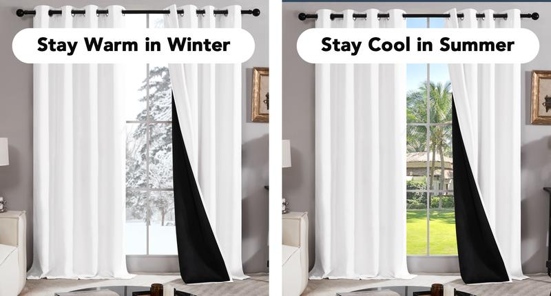 Deconovo 100% Blackout Curtains (2 Panels) - Thermal Insulated, Soundproof, Heavy-Duty, Cold-Proof Drapes for Living Room & Bedroom