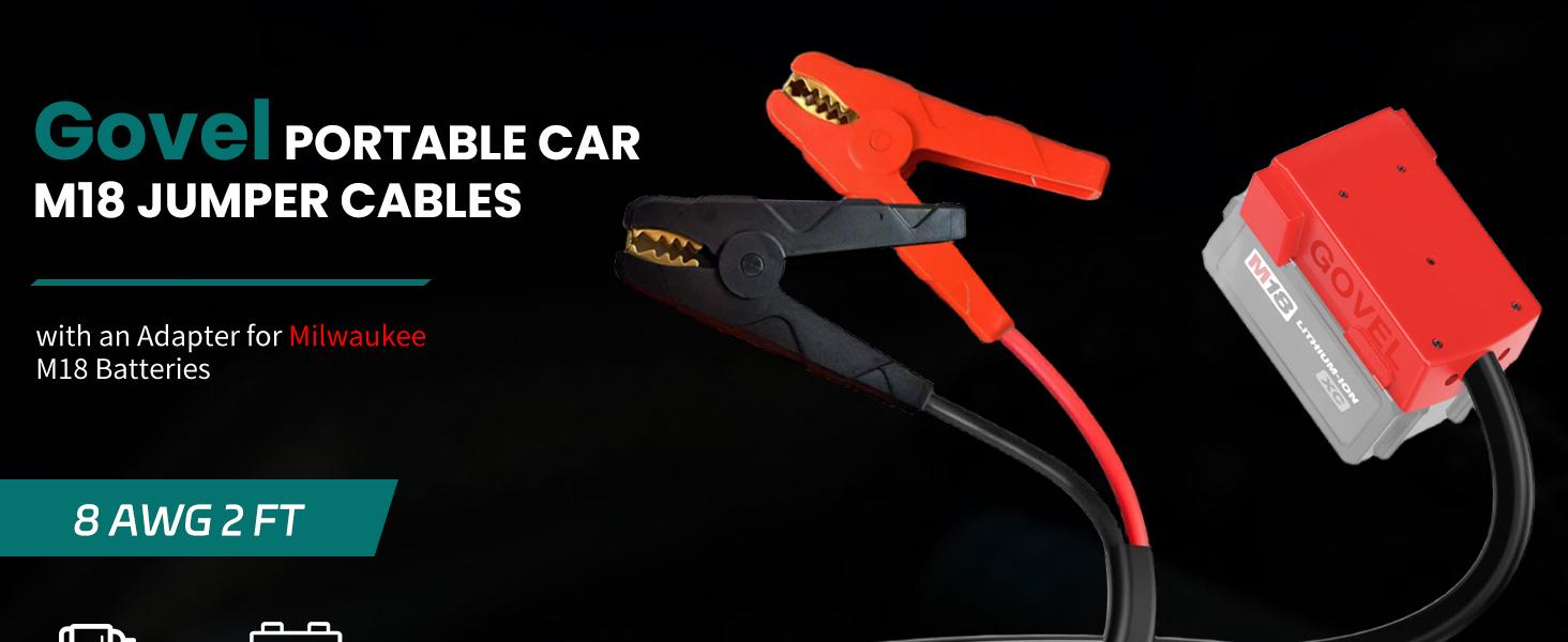 M18 Jumper Cables for Milwaukee 18V Batteries |     2FT 8AWG Booster Cable with Alligator Clips |     Jump Start Cars/RVs& Charge Tools |     392 °   F/200 °   C Silicone Wire Heat Resistant (Battery Not Included)