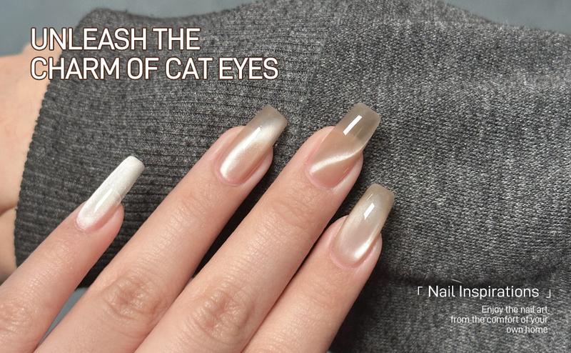 GAOY 3-in-1 Cat Eye Magnet for Nails, Cigar Shape Nail Magnet, Multi-Function Nail Magnets for Nail Art DIY at Home, Brown