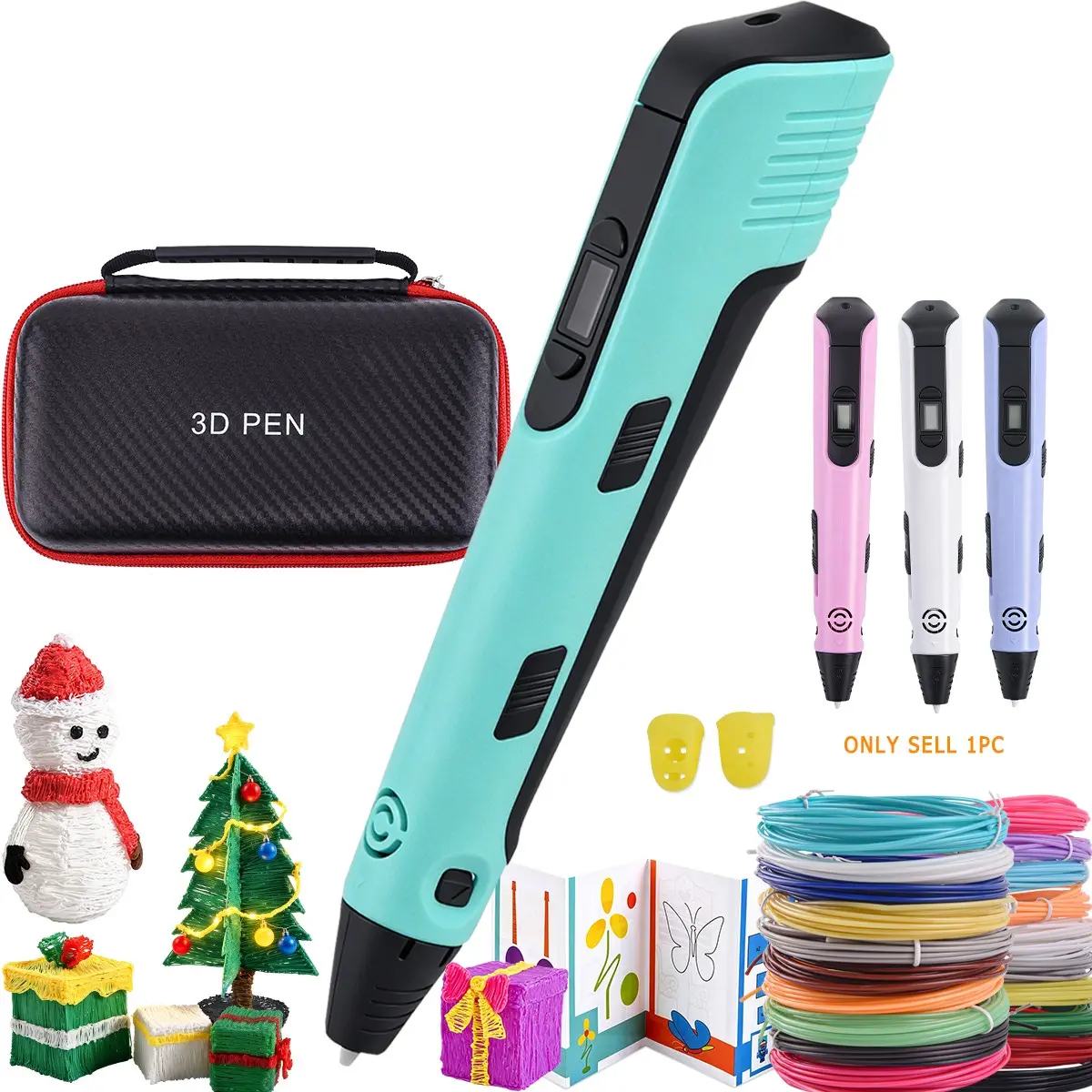 3D Printing Pen with 50m/9m Cartridges, Storage Bag, Stand for Art Creation, Ideal Gift for Creative Activities