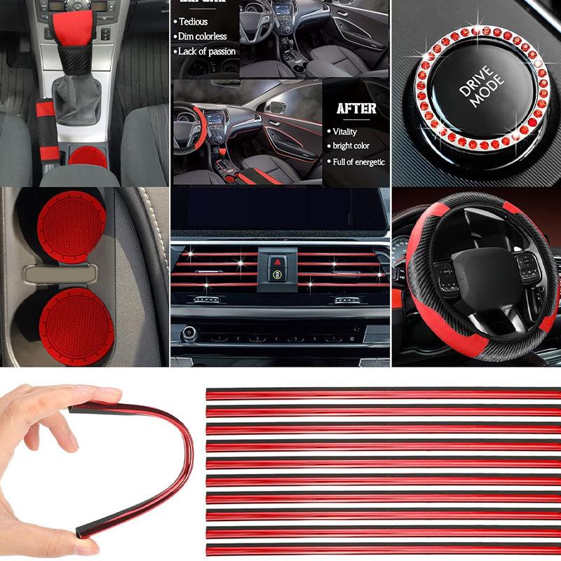 39pcs Car Interior Set, 5-Seat Memory Foam Thick Mesh Car Seat Cover, Leather Steering Wheel Cover Shoulder Cover Armrest Box Mat Coaster Shift Lever Cover Air Conditioning Vent Decorative Cover, Car Interior Kit