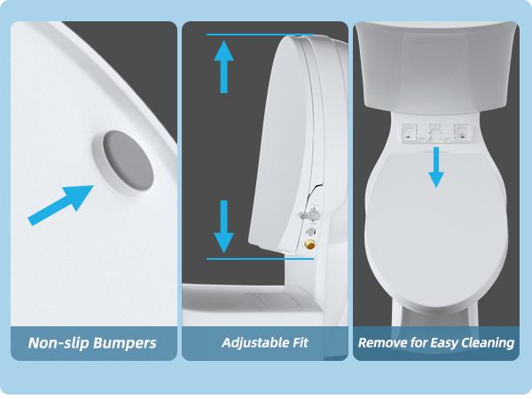 Hibbent Bidet Toilet Seat,Bidet Toilet Attachment,Elongated Toilet Seat with Separated Self Clean Knob,Bidet Parts,Non-Electric Dual Nozzles,Bidet Sprayer,ON/OFF Metal T Adapter Included toilet seat Toiletbidet Bathroom