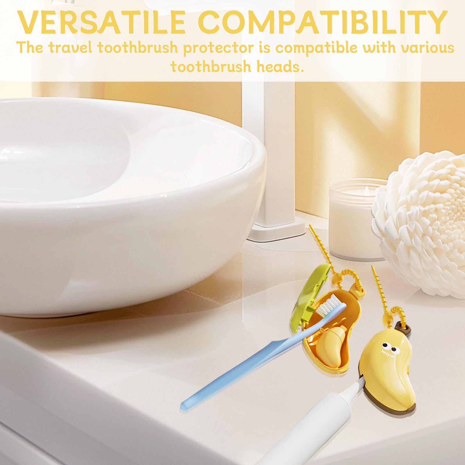 Banana Toothbrush Head Cover Set, Travel Toothbrush Protector with