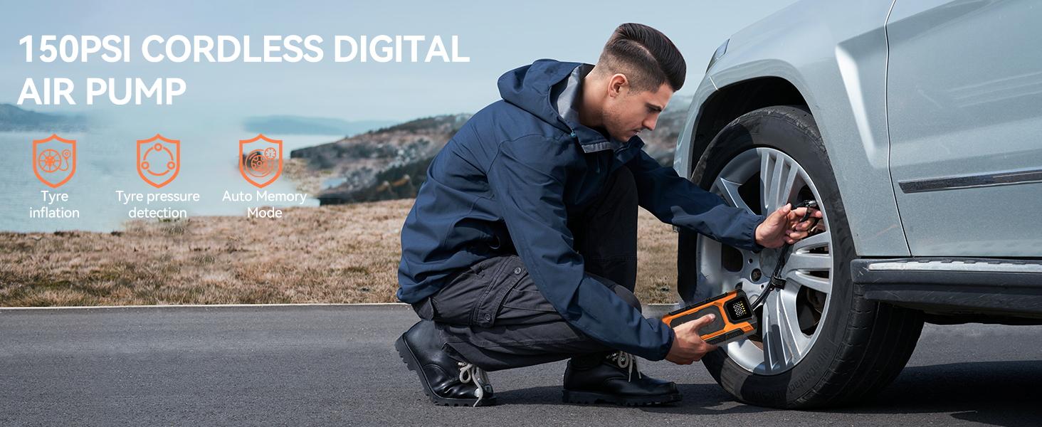 13800hAm the 10 in 1 the 7000A Car Jump Starter with Air Compressor,Battery Jumper Starter Portable with 150PSI Tire Inflator 12V Jump Box with LCD Display,Flashlight,Storage Case (Up 11.0L Gas/9.0L Diesel Engine