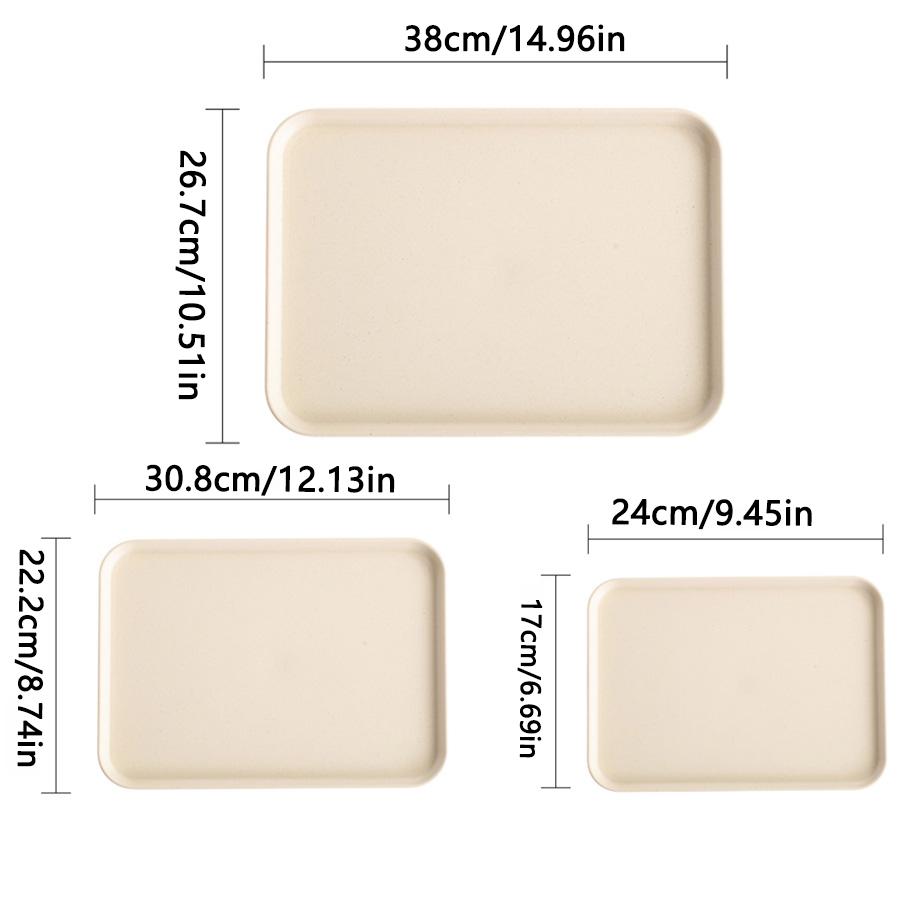 1 Piece Plastic Solid Color Tray, Household Rectangular Serving Table Storage Plate For Tea Cup, Water Cup, Breakfast, Dessert