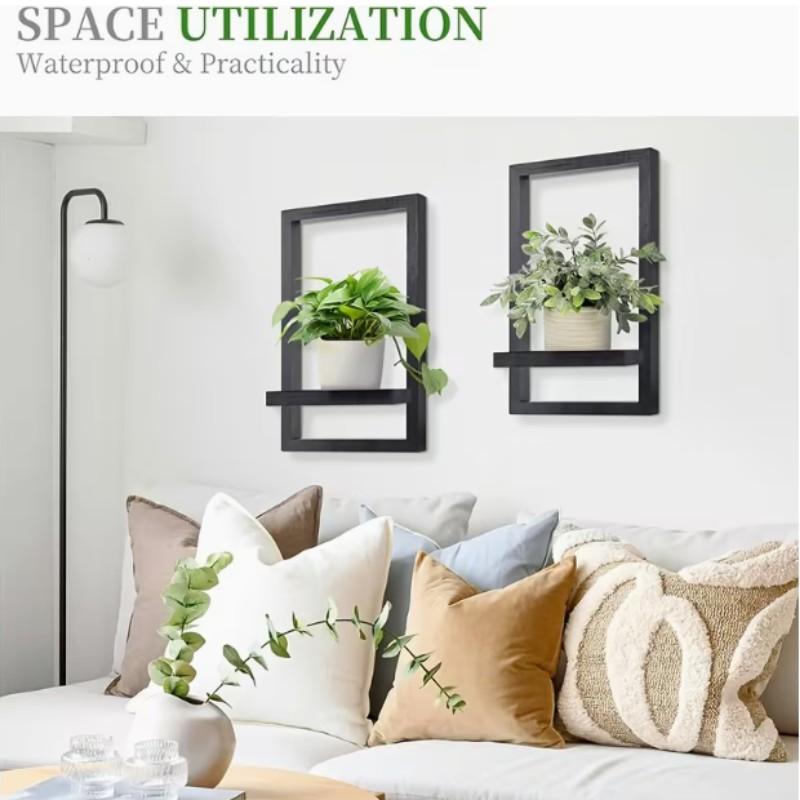 Wall-Mounted Plant Rack, Space-Saving Wood Indoor Plant Shelf, Home Decor, Succulent Display, Herb Showcase, Floating Shelves