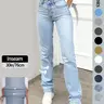 Women's Straight Leg Jeans, Comfortable Stretch Ankle-Length Denim, Casual Fashion, Ideal for Daily Wear and Outdoor Activities, Pants