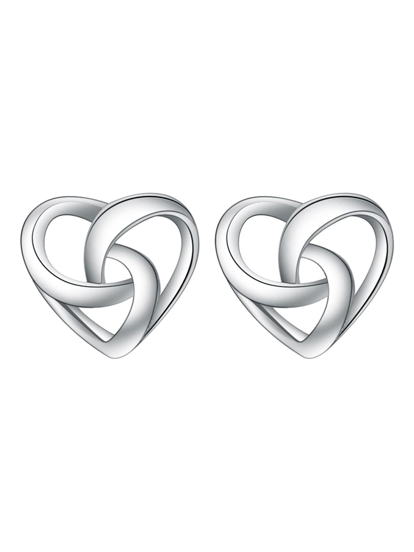 Women's Elegant Heart Stud Earrings, Fashion Stainless Steel Heart Ear Jewelry, Minimalist Style, Lightweight Comfortable, Daily Wear