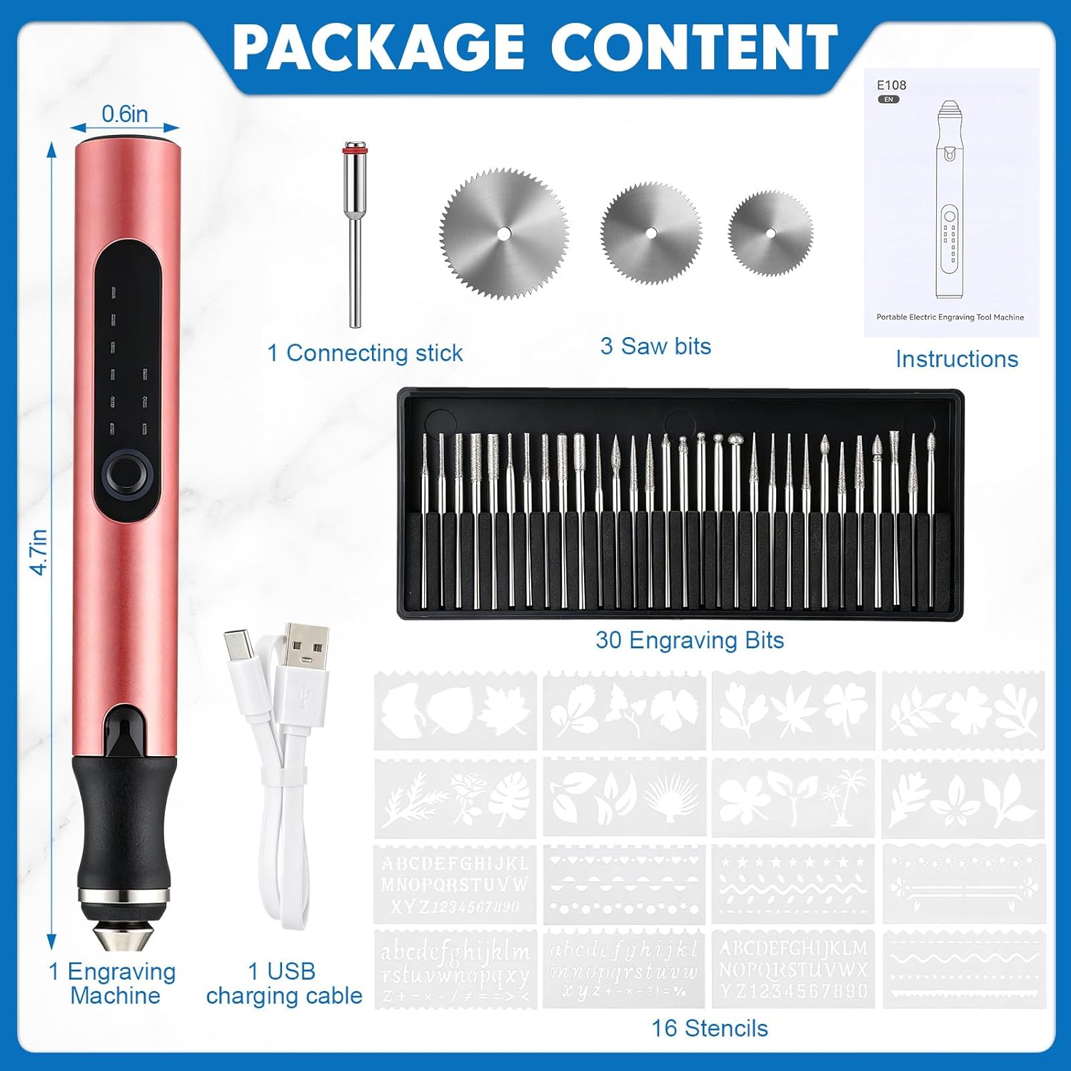 Cordless Portable Electric Engraving Pen with 33 Bits, USB Rechargeable, 3 Adjustable Speed Settings, Beginner-Friendly Crafting Tool for DIY Enthusiasts (Toys & Hobbies, DIY, Beading & Jewelry Making), Three Adjustable Speed Settings