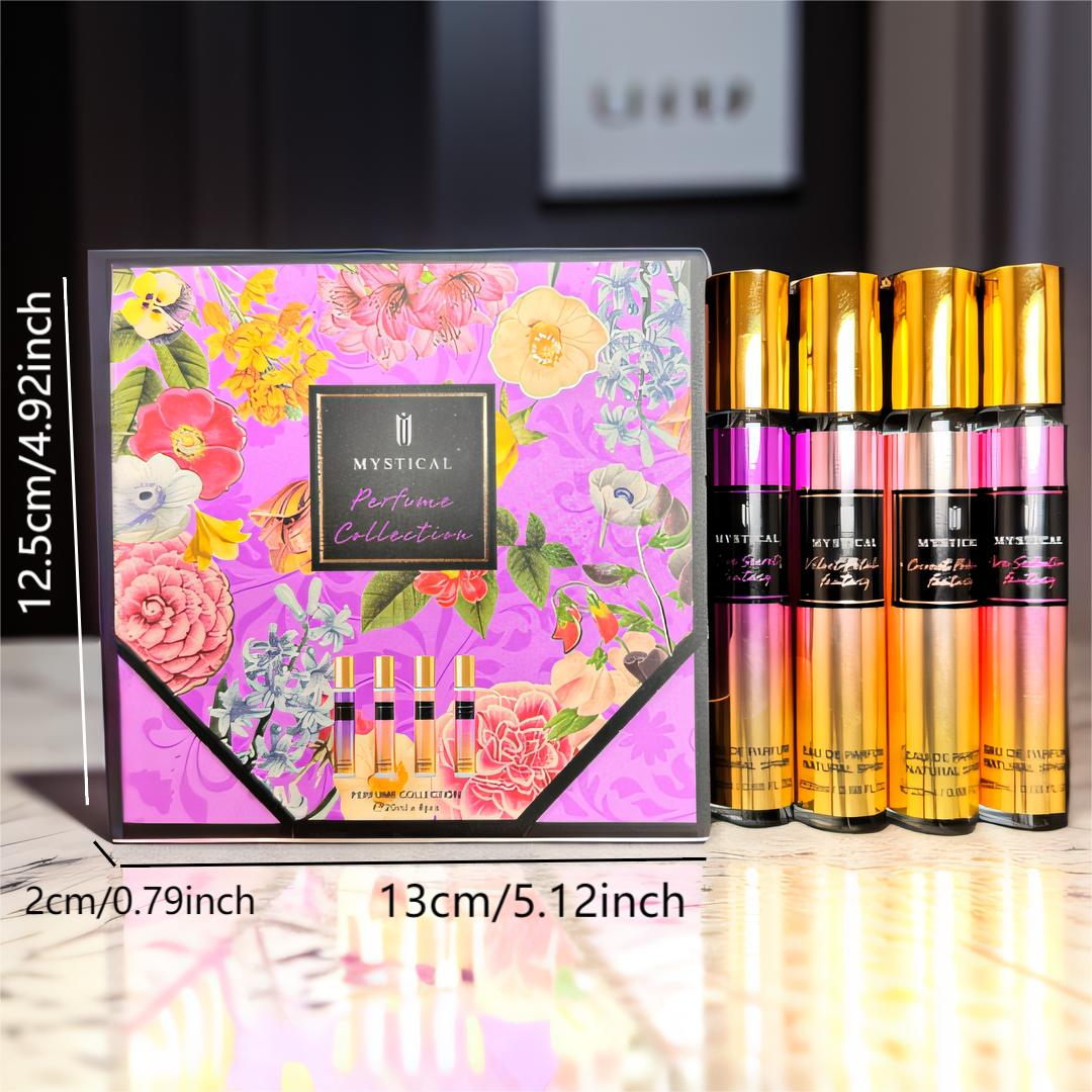 Perfume Collection Long-lasting Floral Fragrance for Dating Party Bar Perfume Thanksgiving Christmas Valentine's Day Gift Rose Scent Glam Style 20ml*4
