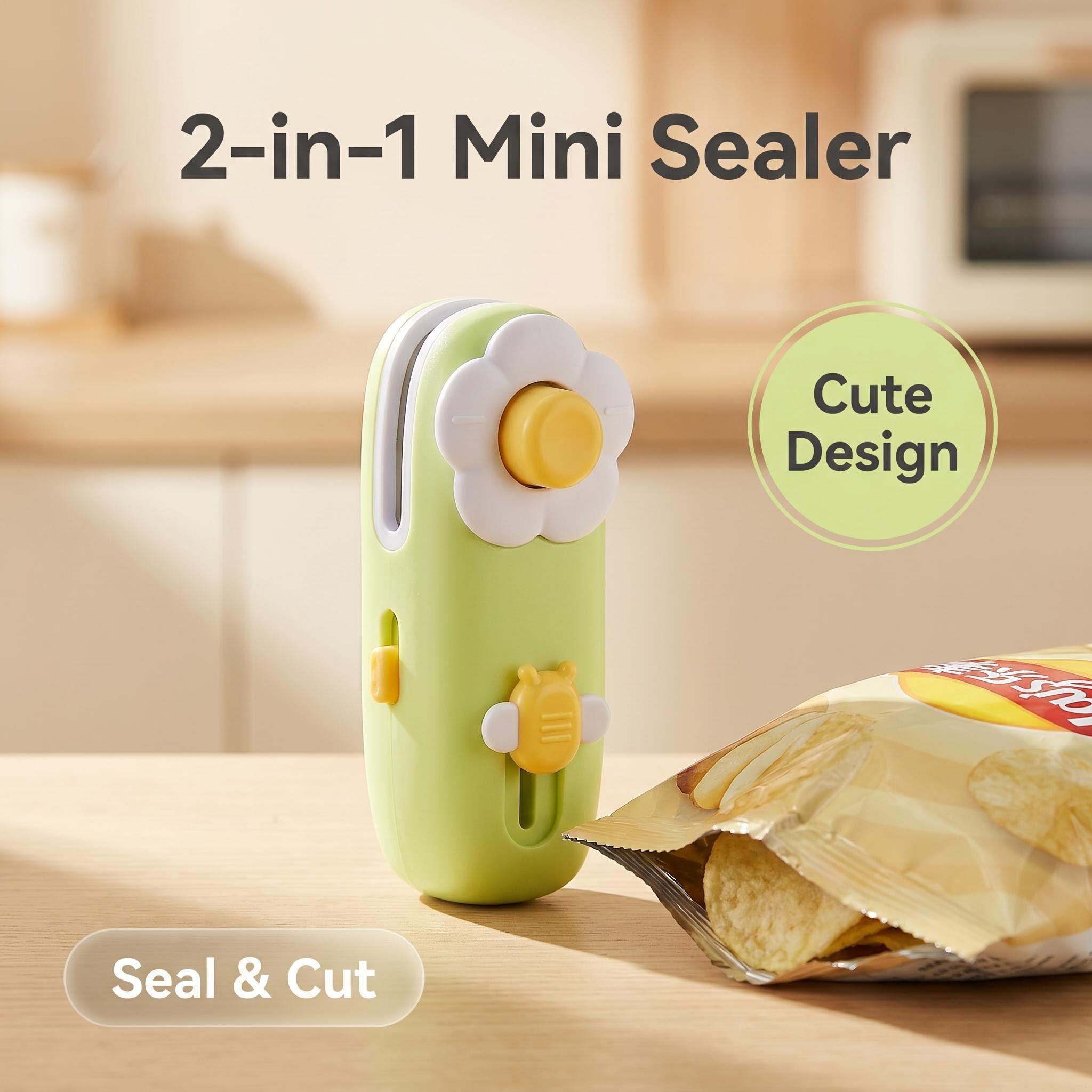 Rechargeable Handheld Multifunctional Mini Heat Bag Sealer - Magnetic Kitchen Food Storage Machine with Hidden Blade, Compact Portable Device That Seals Bags
