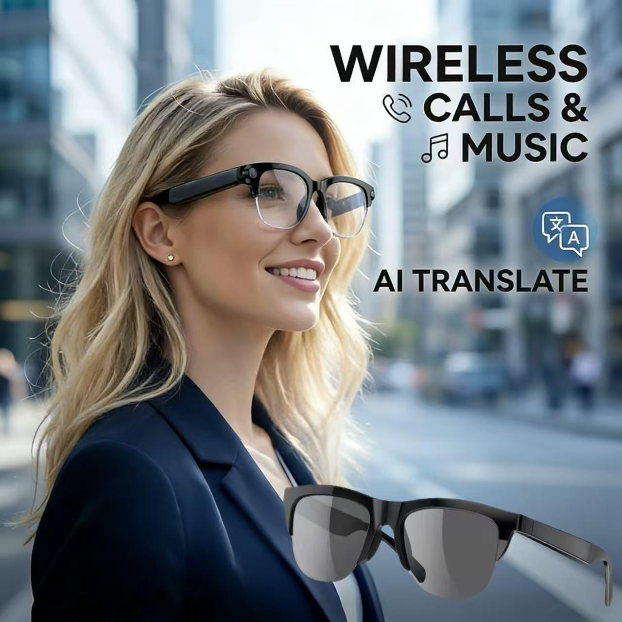 Ai APP Translation Bluetooth-compatible Smart Glasses,music glasses, with 137 languages, color changing lenses, sweat proof, clear headphones and speakers, suitable for sunglasses in travel, navigation, outdoor, conference, trade, business and other scena