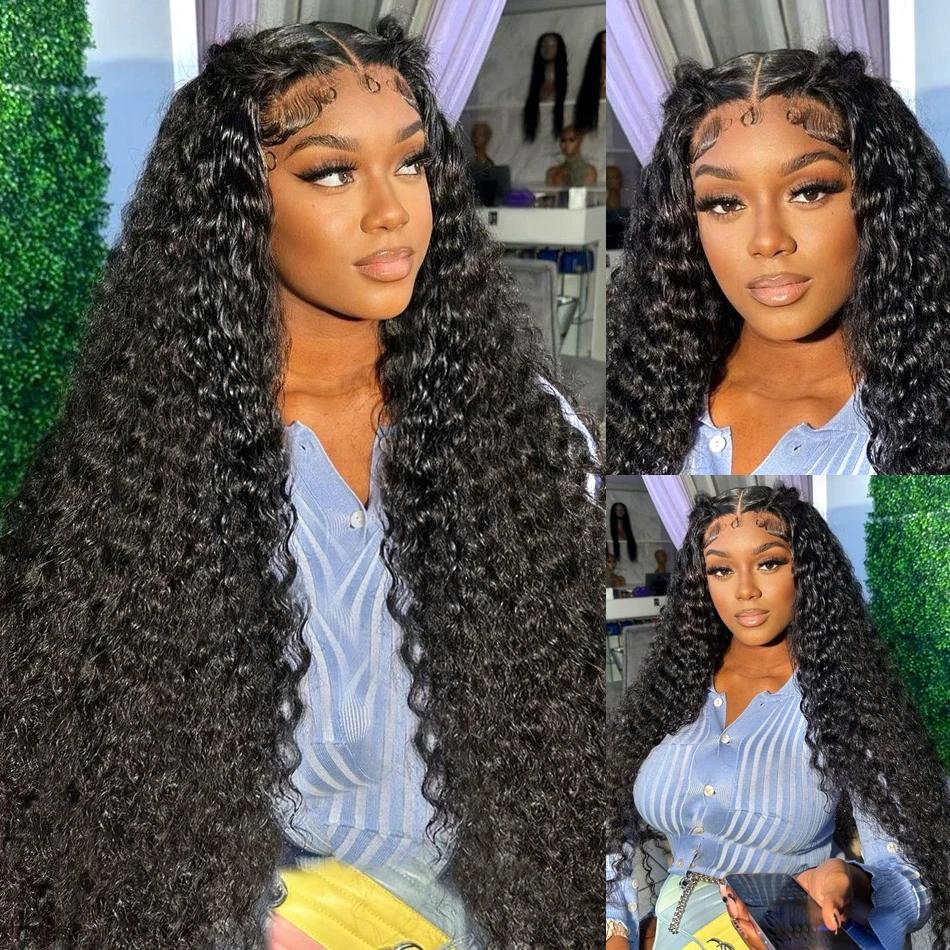 Deep Wave 13x6 Hd Curly Lace Front Human Hair Wigs Pre Plucked 13x4 Water Wave Lace Frontal Wigs For Women 180% Density