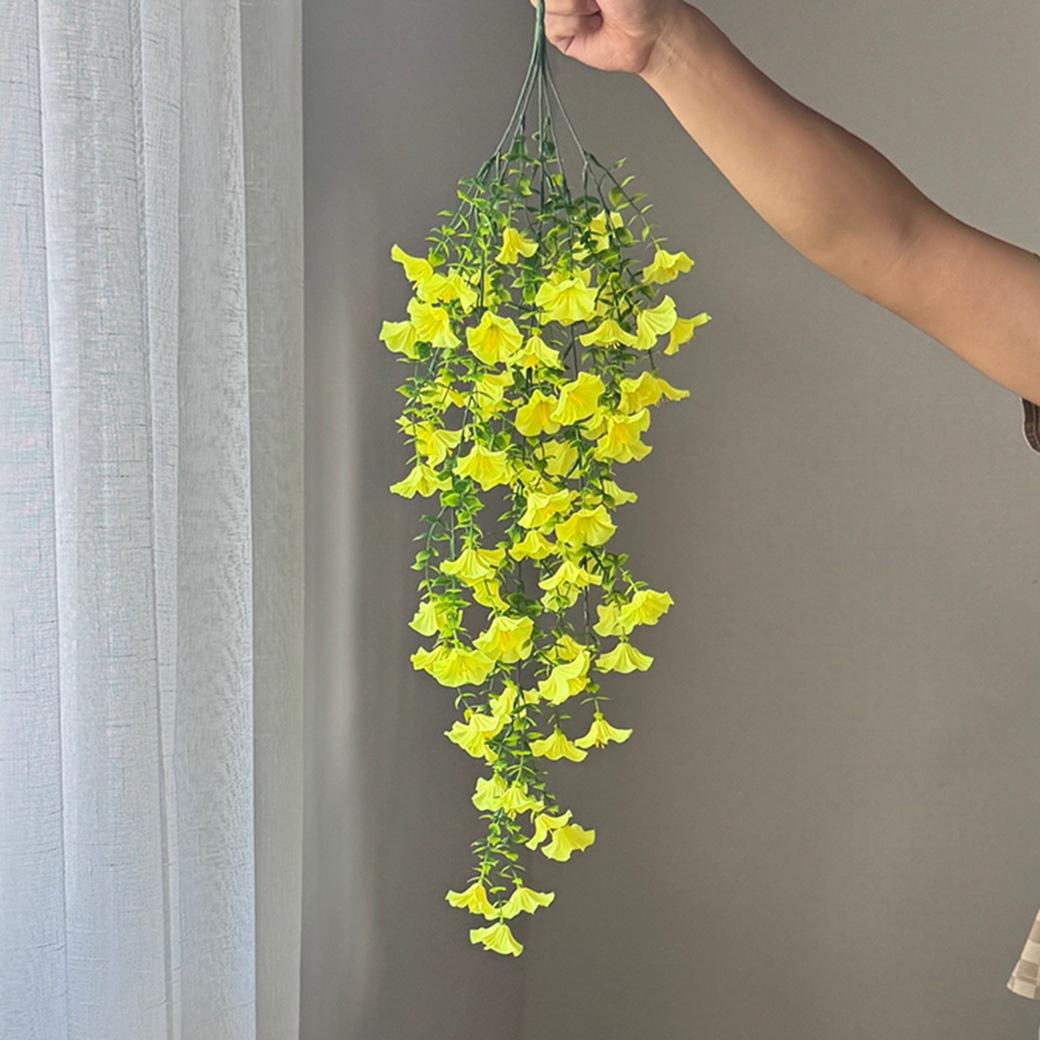 High-Quality Hanging Ivy Trumpet Flower Bouquet, Outdoor Garden Decoration, Realistic Fake Flowers, Factory Direct Sale