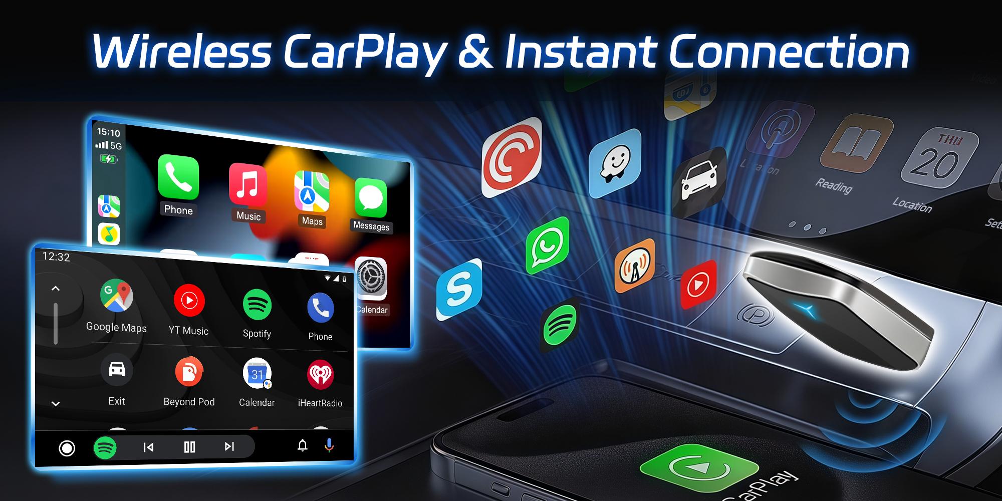 Wireless carplay Adapter for iPhone/Android - Fast Connection, No Latency, Hands-Free Call wireless adapter Electronic Charger carplay dongle