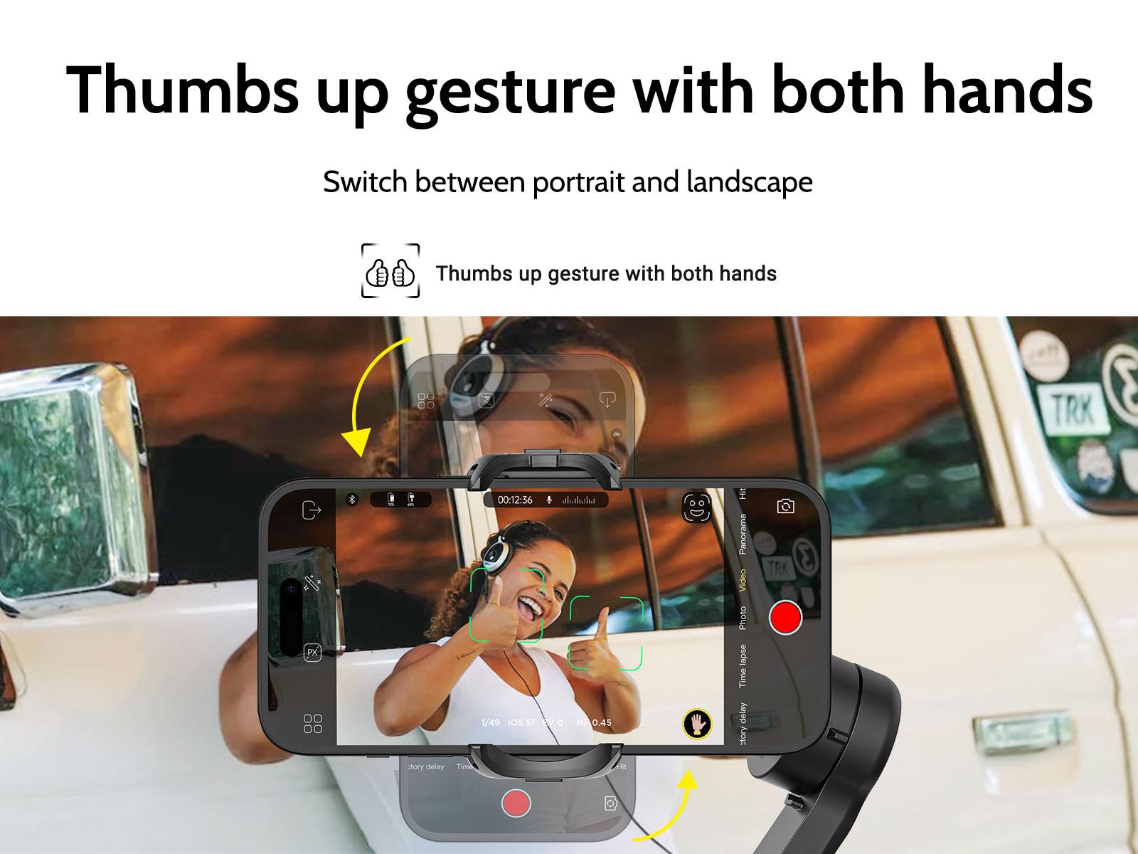 AOCHUAN Gimbal Stabilizer for Smartphone, Automatic Face Tracking Gimbal w/Wireless Charging iPhone Gimbal for iPhone 15 Pro Max/Android Foldable 3-Axis Handheld anti-shaking Phone Gimbal (1 piece) for Live Video Recording -Smart X Pro