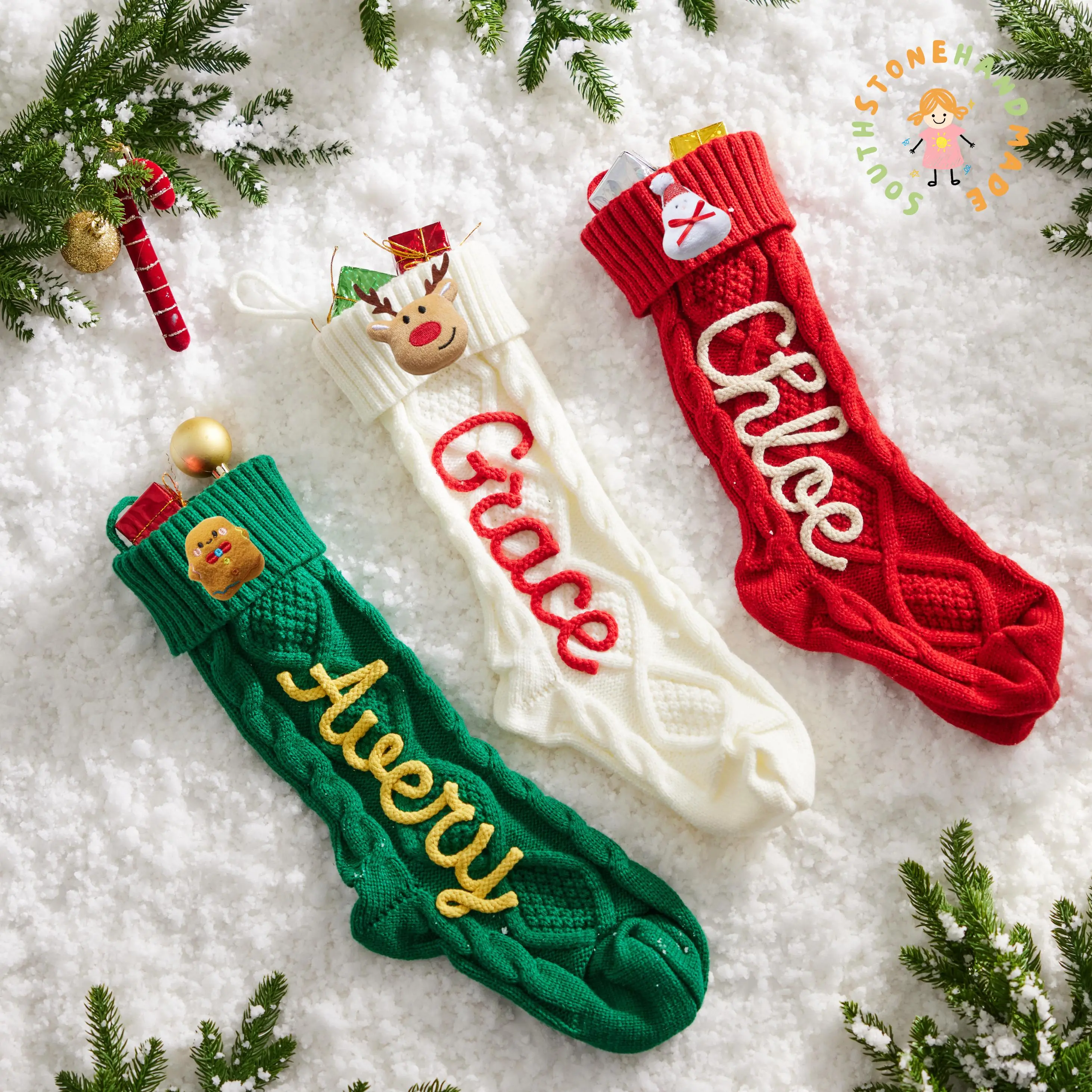 AS1050 Christmas Gift Personalized Custom Name Christmas Socks DIY Christmas Wool Socks Holiday Gifts for Men and Women
