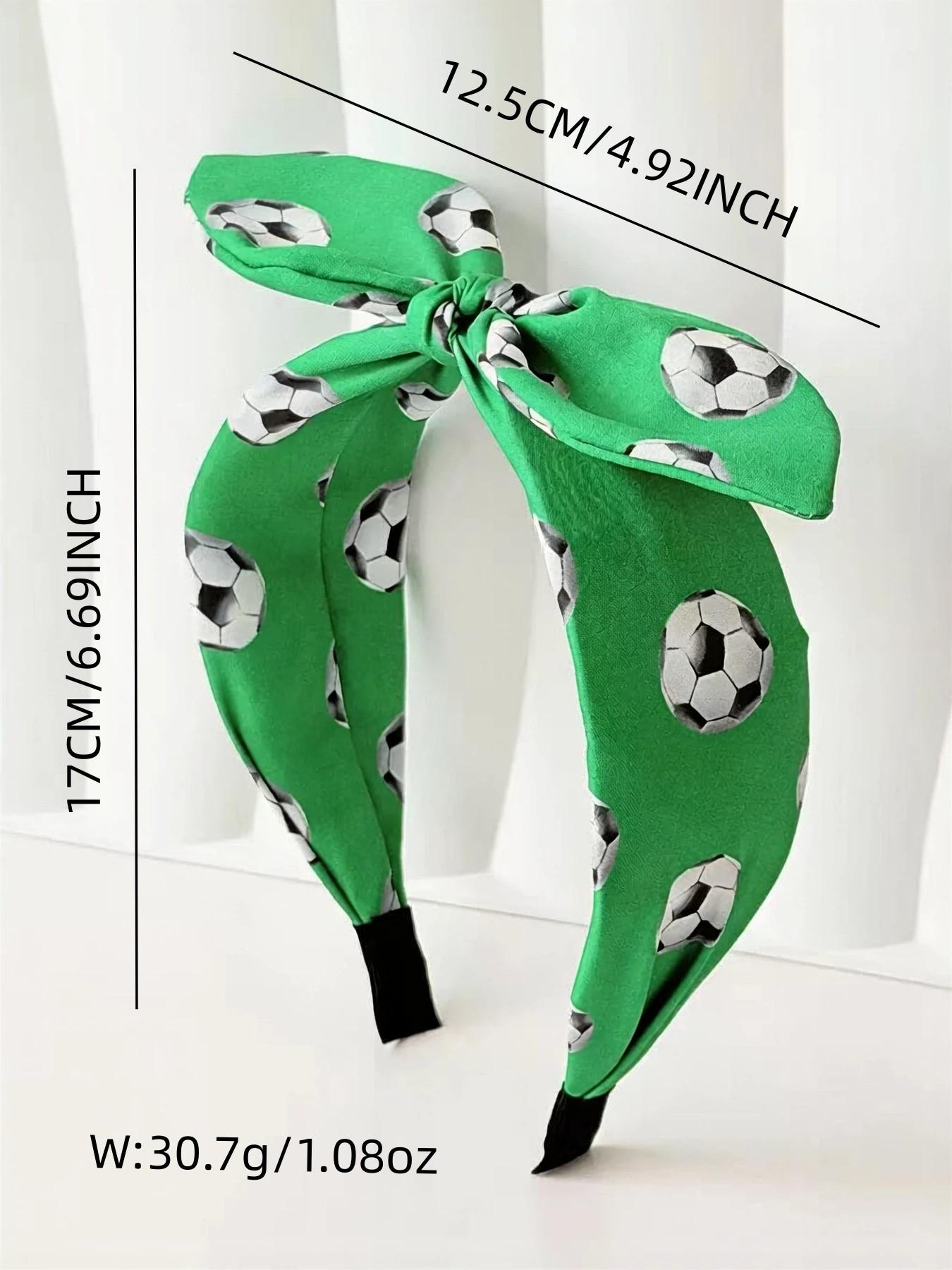 World Cup Football Print Hairband, Butterfly Knot Rabbit Ear Headband, Sports Game Accessory, Stylish and Fun Hair Decor