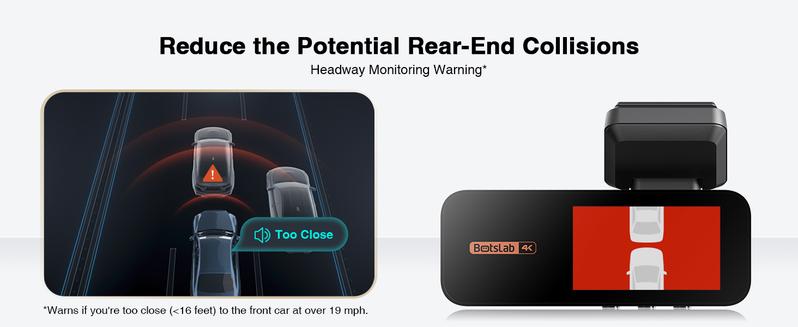 Botslab 4K Dash Cam Front and Rear 170° Ultra Wide Dashcam with ADAS Night Vision 24/7 Parking Mode IMX415 Sensor WDR 5G/2.4G WiFi Built-in GPS Loop Recording Dashboard Camera Recorder Free 64GB SD Card