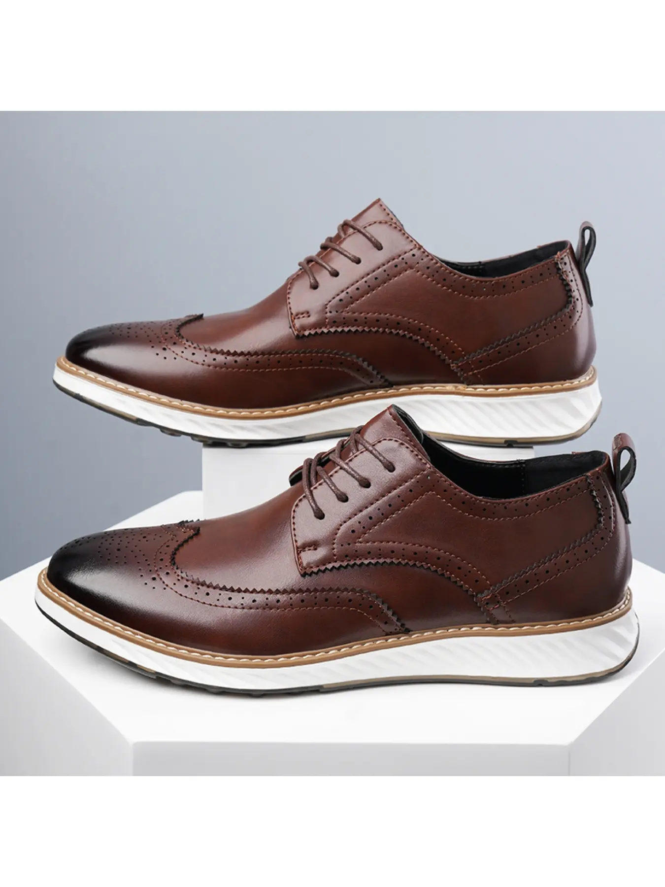 Men's Brogue Wingtip Dress Shoes, Casual Platform Oxfords for Business Daily Wear Office Shoes