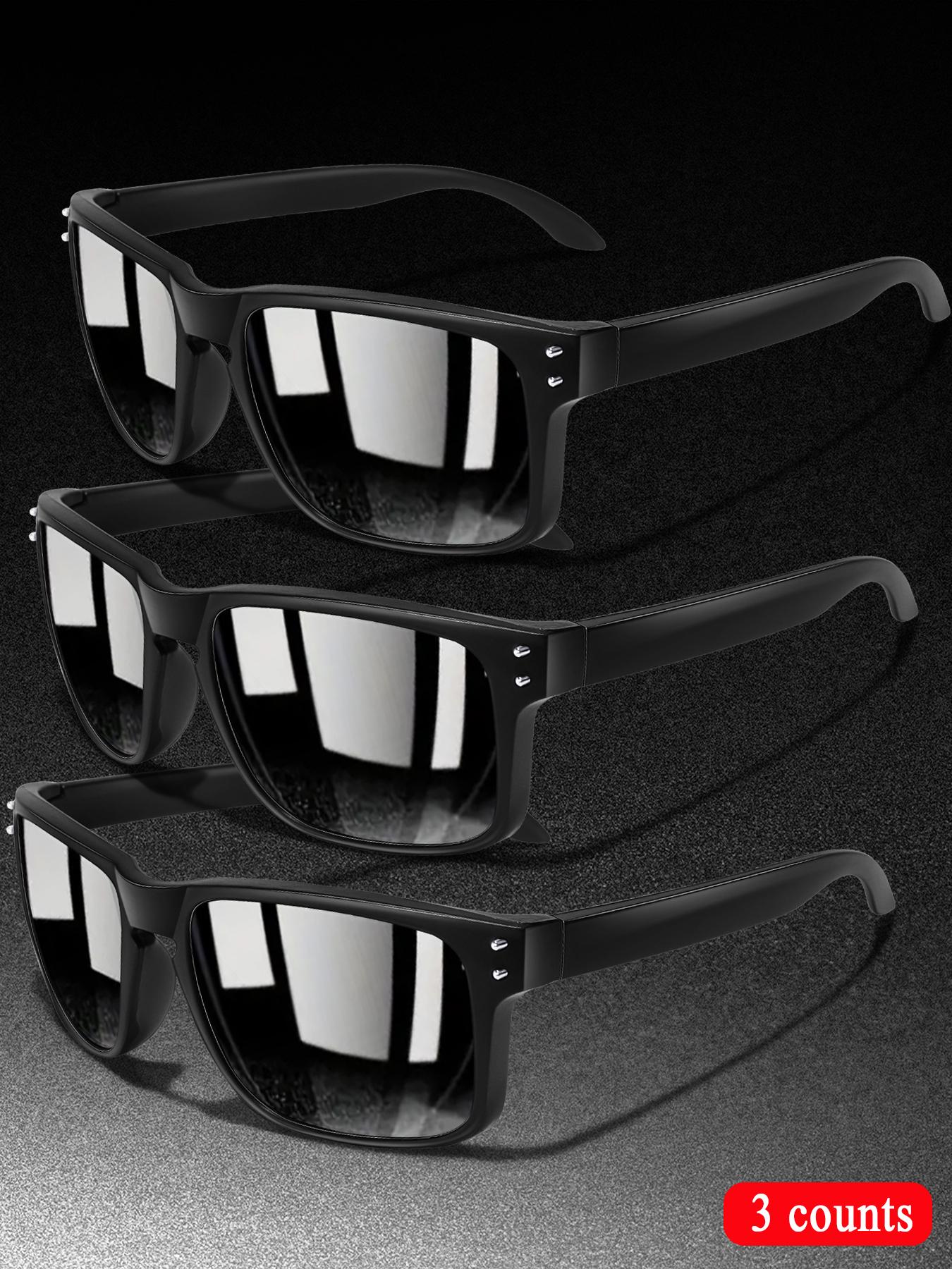 3-Piece Fashion Polarized Sports Outdoor Sunglasses Set, Unisex Cycling Hiking Eyewear, Classic Square Frame + Polarized Lenses, Daily Accessories, Sporty Eyewear, Summer Sports Sunglasses