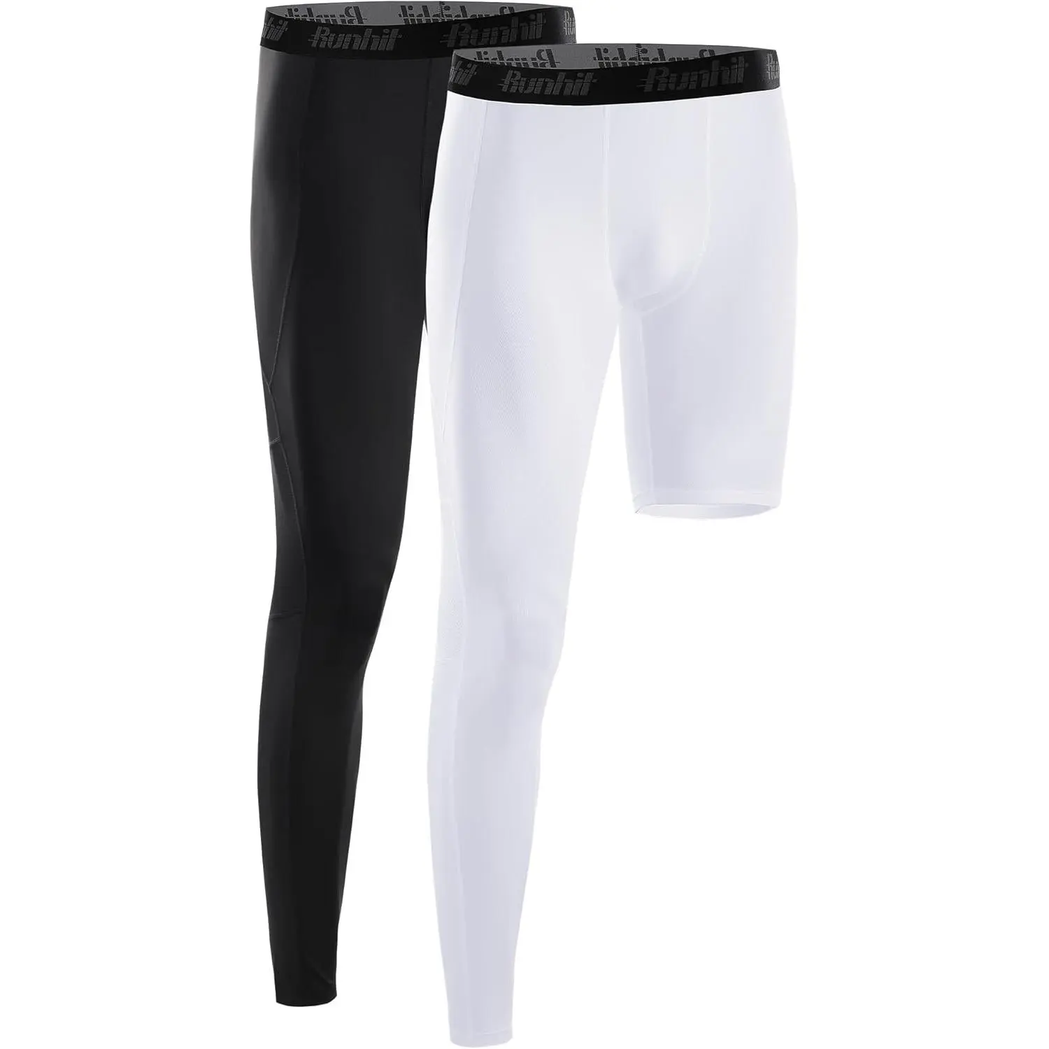 Men's 1-Leg Compression Tights, Full-Length Activewear Base Layer Underwear, Strong and Reliable Compressive Fabric Men's Sports Leggings, Quick-Dry for Basketball