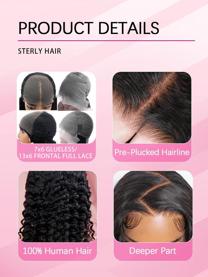 [26 Inch Only $135] STERLY 200% Density Glueless Wigs 13x6 Full Lace Frontal Water Wave Wig Human Hair Wig Pre Plucked Pre Cut Deep Wave Wig Ready to Wear Glueless Curly Wig Human Hair for Women Beginner Friendly Wig Full Lace Frontal Wig