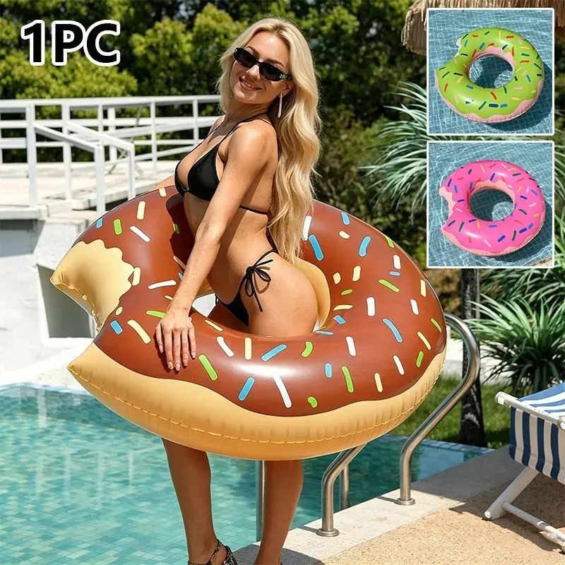 1pc Inflatable Swimming Ring, Donut Shape, Portable Pool Float, Fun Pool Floats, Perfect for Summer Beach, Water, Pool Parties and Activities, Ideal Swimming Floatation Device, Floater, Fun and Safe