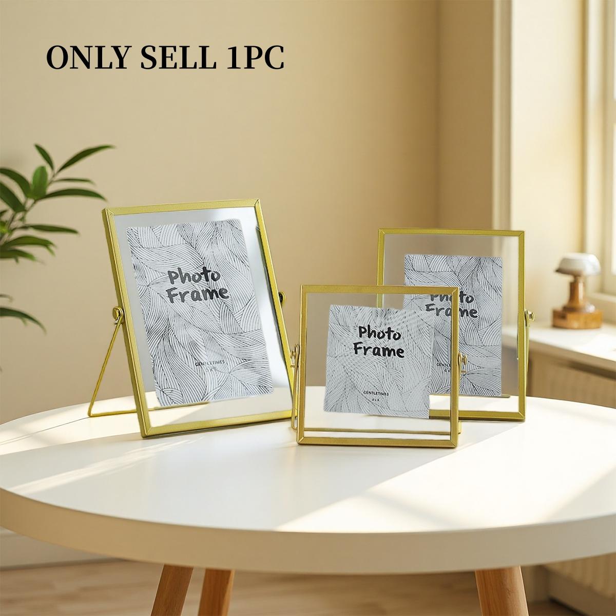 1PC Modern Simple Photo Frame, Iron Material, Golden Frame Decor, Suitable for Multiple Sizes of Photos, Home Decoration, Desktop Photo Frame Ornament