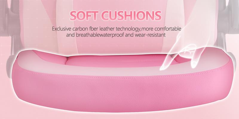 RIMIKING  Ergonomic Gaming Chair,Adjustable Lumbar Support,High-Back Design,Smooth Recline,Soft PU Armrests,Durable and Sturdy,360° Rolling Wheels