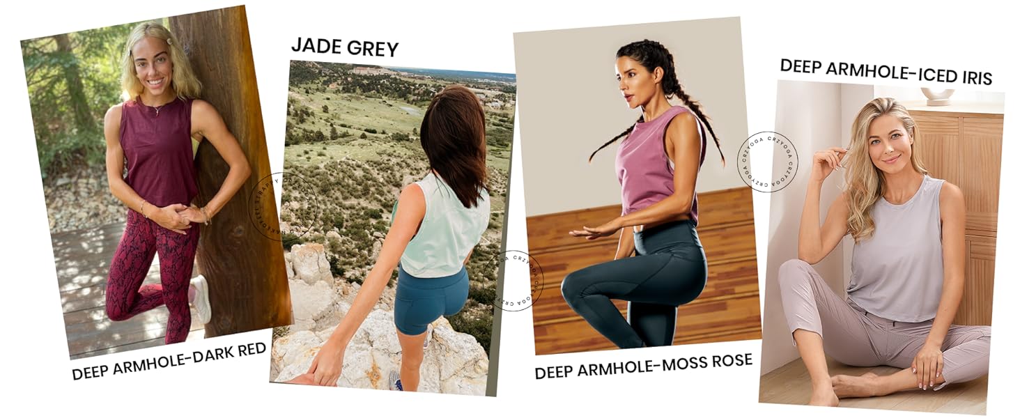 CRZ YOGA Pima Cotton Cropped Tank Tops for Women - Sleeveless Sports Shirts Athletic Yoga Running Gym Workout Crop Tops