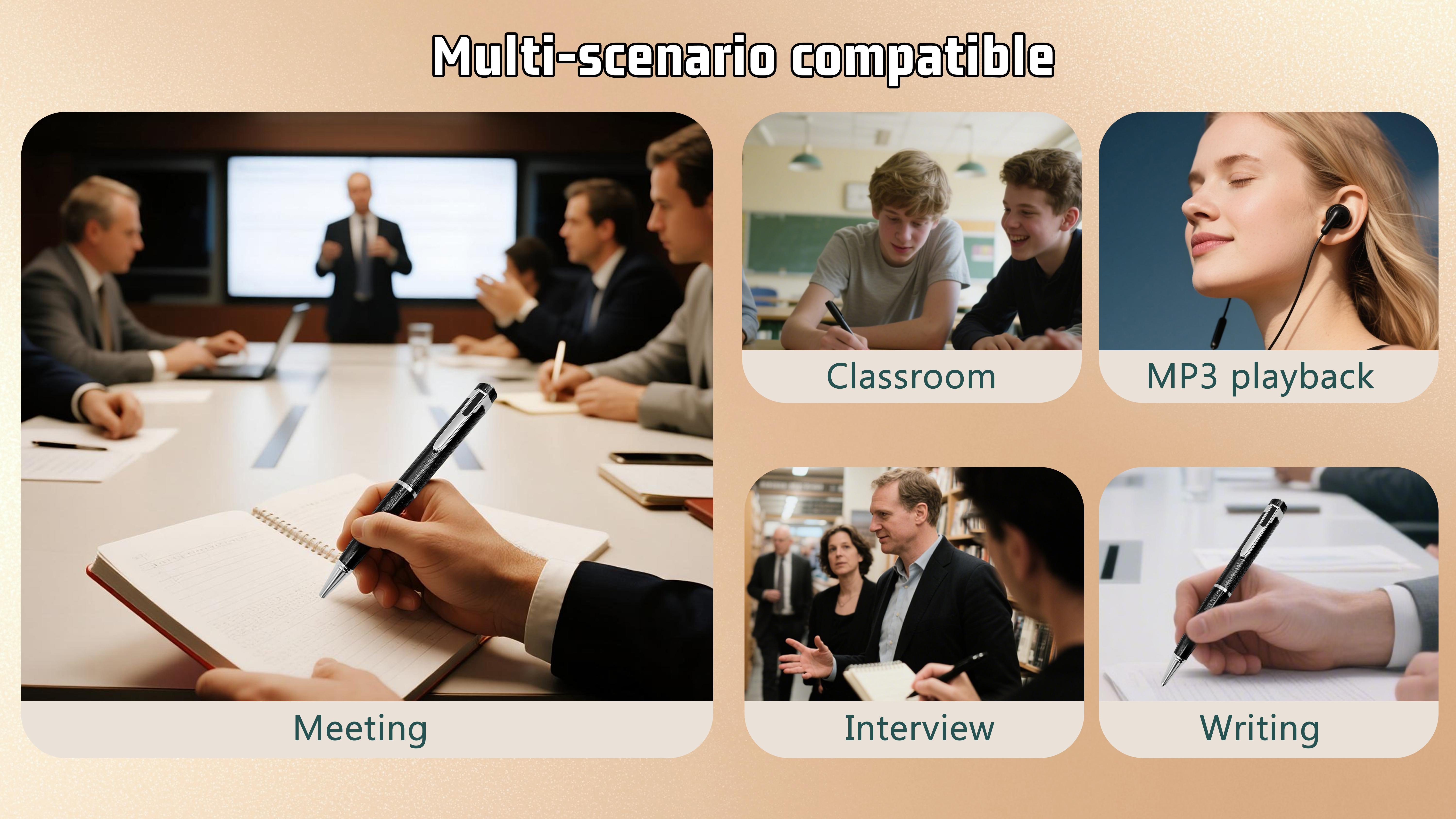 Smart Digital Pen, Refillable, Metal Body, Portable Compact Technology Gadget, Voice Activated Smartphone Recorder, Noise Reduction for Convenient Voice Audio Recording, USB High-Precision Interview Recording Device Car recorder