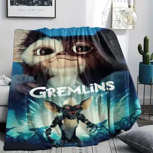 GREMLINS (4) Soft and Comfortable Flannel Blanket with Cartoon Design, Machine Washable Seasonal Throw for Home Living Room Napping Camping, Air Conditioner Blanket, Teen Room Holiday Decoration