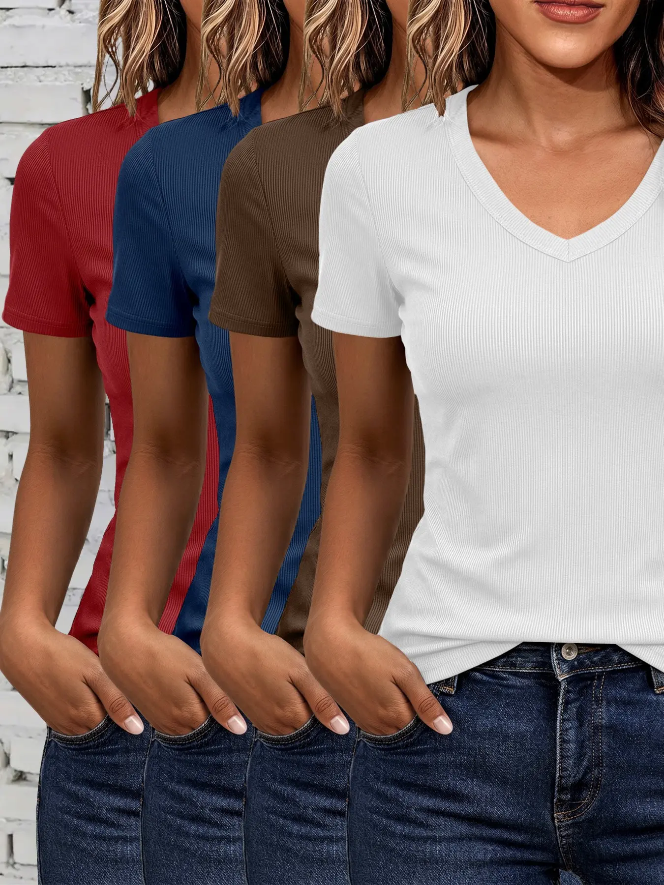 White + Brown + Blue + Red