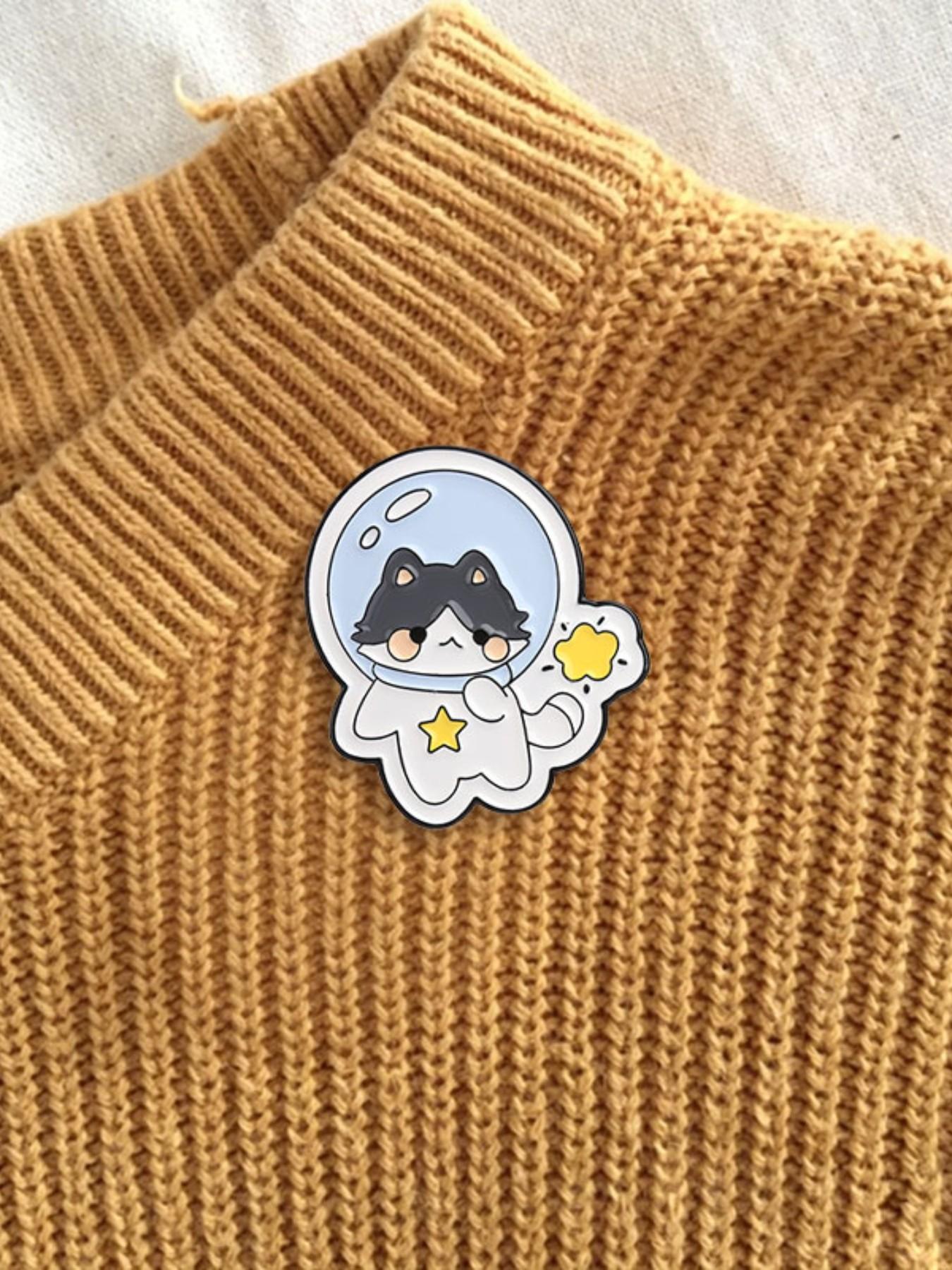 Cute Cartoon Astronaut Cat Enamel Brooch, Animal Alloy Lapel Pin, Fashion Accessory for Backpacks, All Seasons Party Style