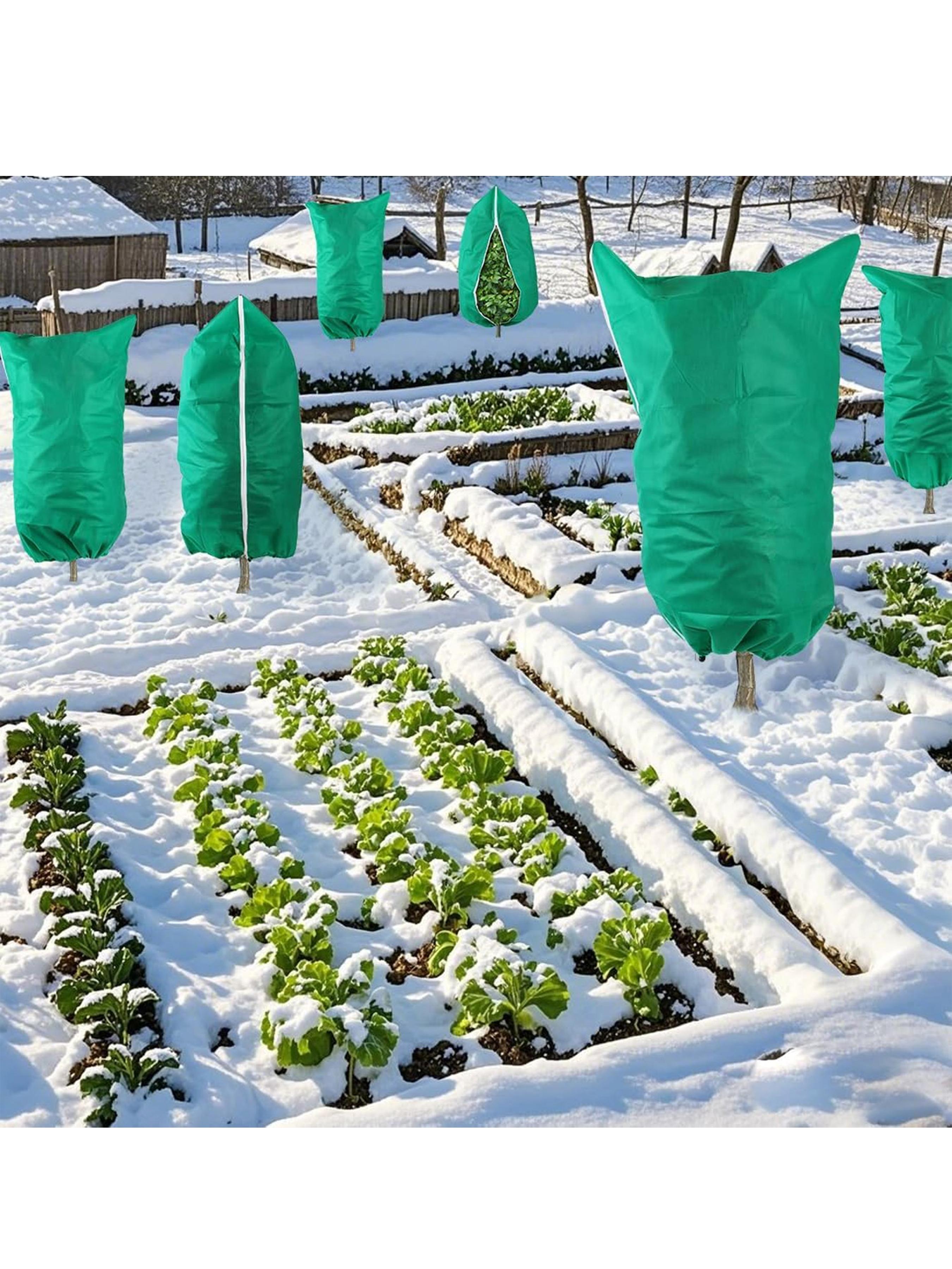 Plant Frost Cover with Zipper Drawstring, Reusable Outdoor Plant Freeze Protection Bag, Thickened Plant Protector for Winter