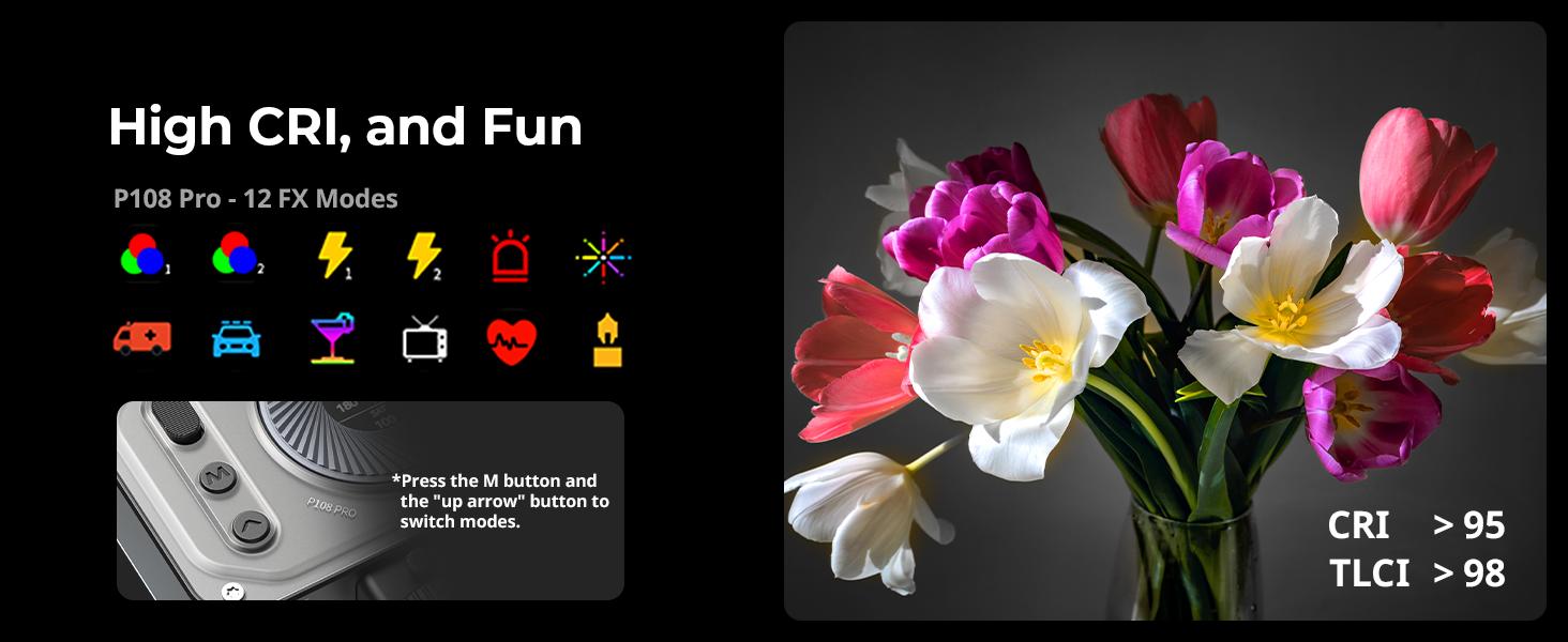 SmallRig Vibe P108 Pro RGB Video Light, Portable Led Camera Light for Photography, Cold Shoe Light, CRI95+, 2500-6500K, 12 Effects, Fill Light Accessories for Content Creator, Streaming 4661 Lighting Smartphone