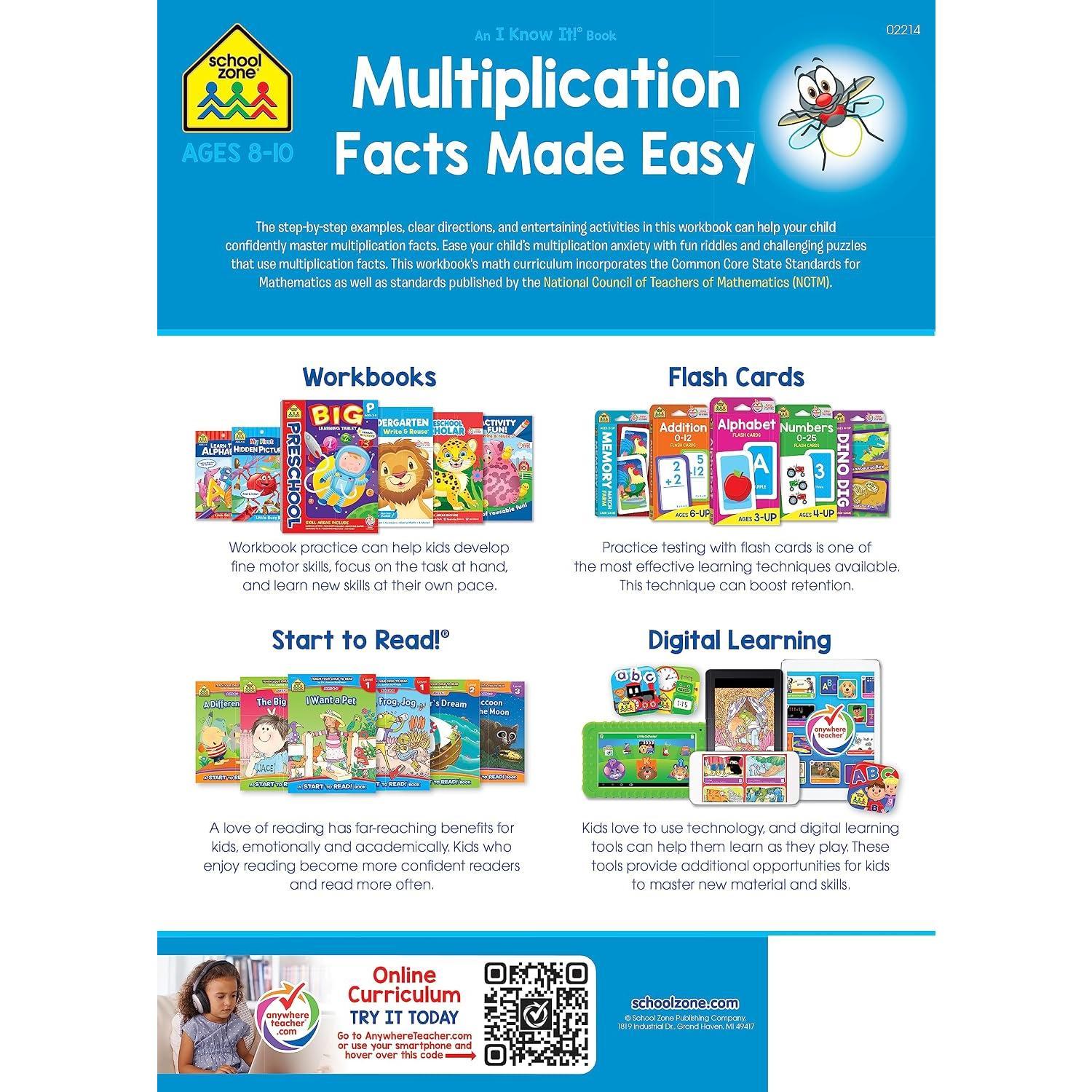 Multiplication Facts Made Easy Workbook: 64 Pages, 3rd Grade, 4th Grade, Math, Skip Counting, Arrays,  Problems, Ages 8 to 10 (I Know It! Book Series) - Paperback