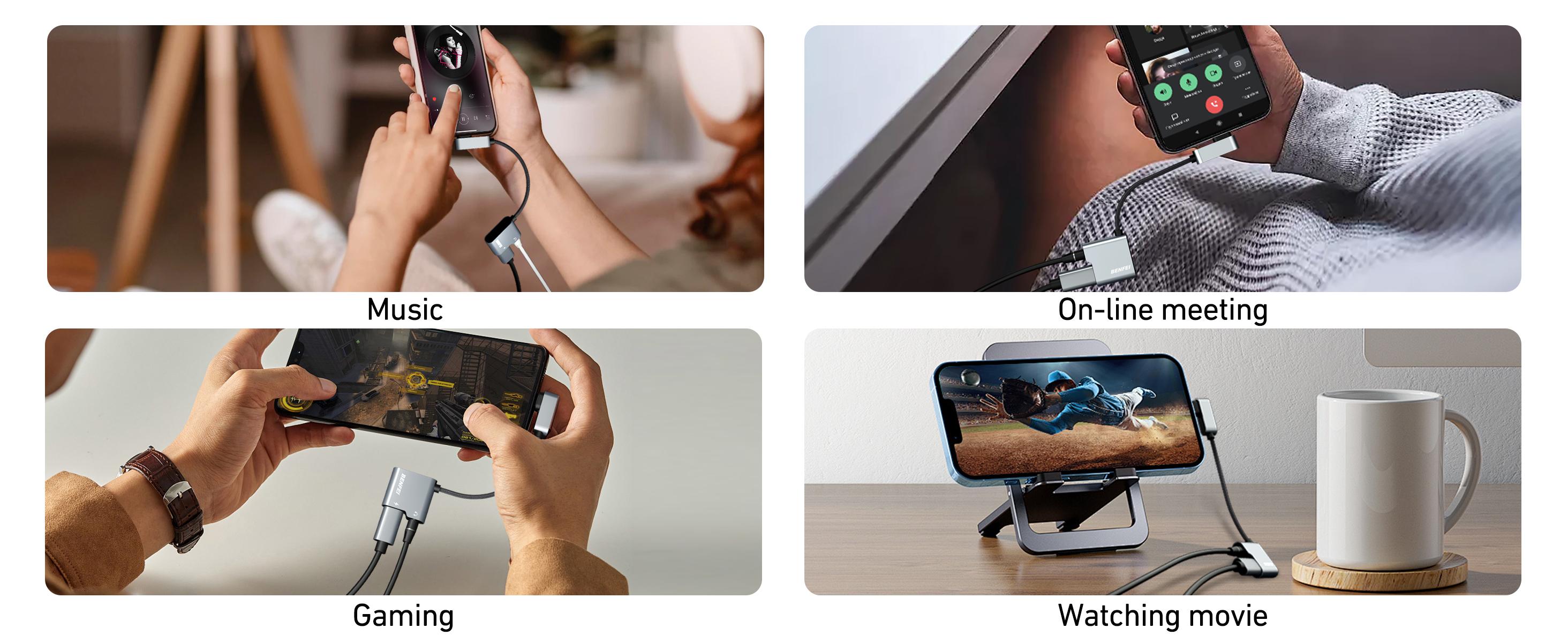 BENFEI USB C to Audio Jack Adapter with 60W Fast Charging, USB-C to 3.5mm Female Headphone Compatible with iPhone 15 Pro Max/15 Pro/15, Samsung Galaxy S24/S23/S22/S21 Ultra, iPad Pro, Pixel 8 Grey