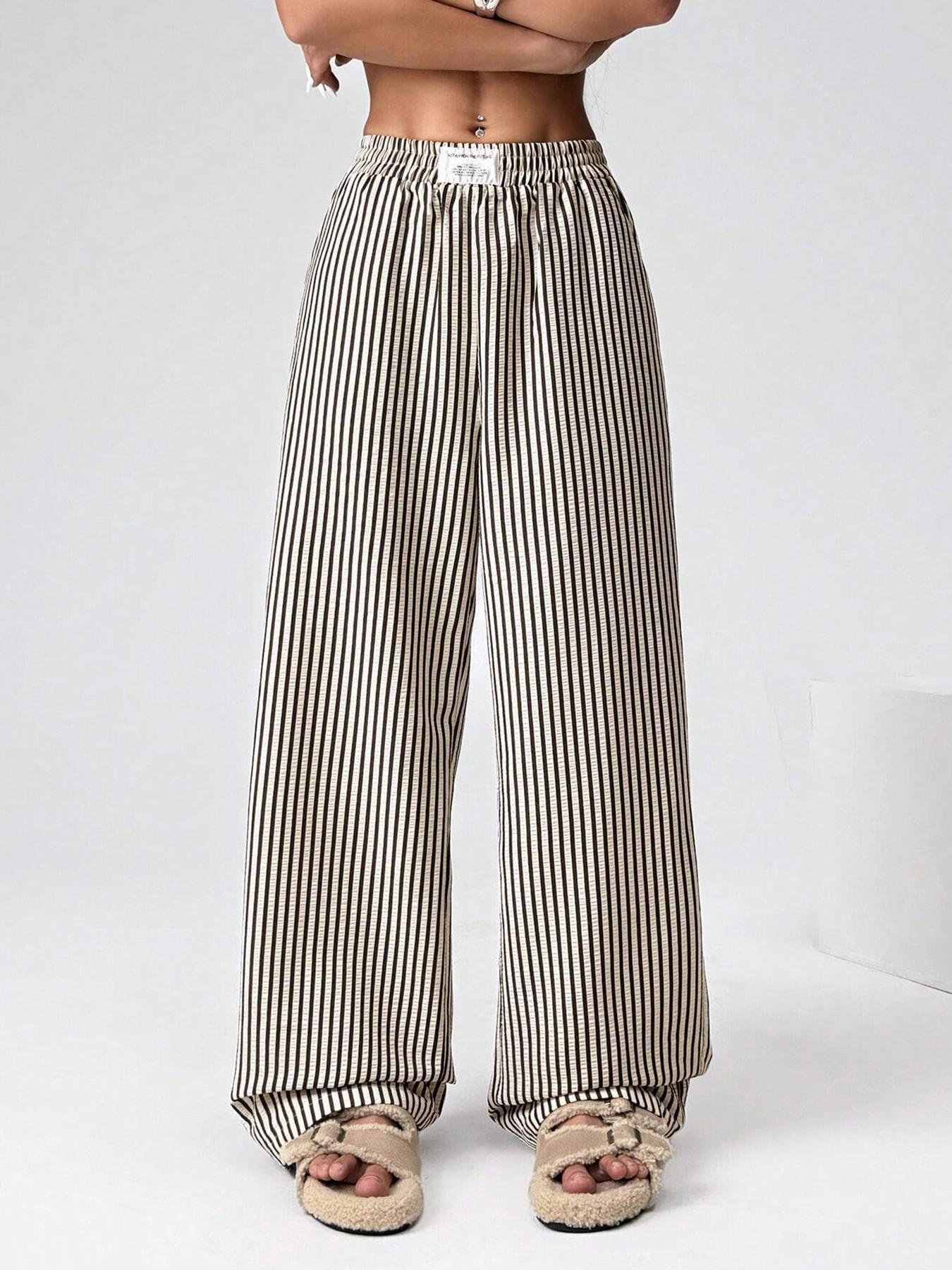 Women's Striped Textured Wide Leg Pants, Casual Lounge Pants for All Seasons, Stylish and Comfortable Long Trousers, Perfect for Casual and Formal Wear