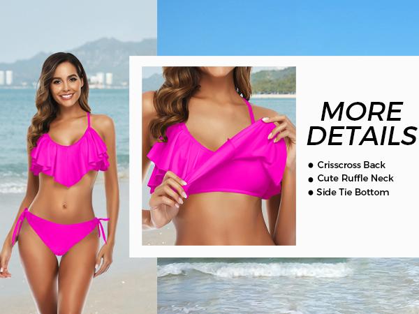 Tempt Me Two Piece Flounce Bikini Side Tie Bottom Padded Ruffled Top Swimsuit for Women Sexy Triangle Bathing Suit Tempt Me Two Piece Flounce Bikini Side Tie Bottom Padded Ruffled Top Swimsuit for Women Sexy Triangle Bathing Suit