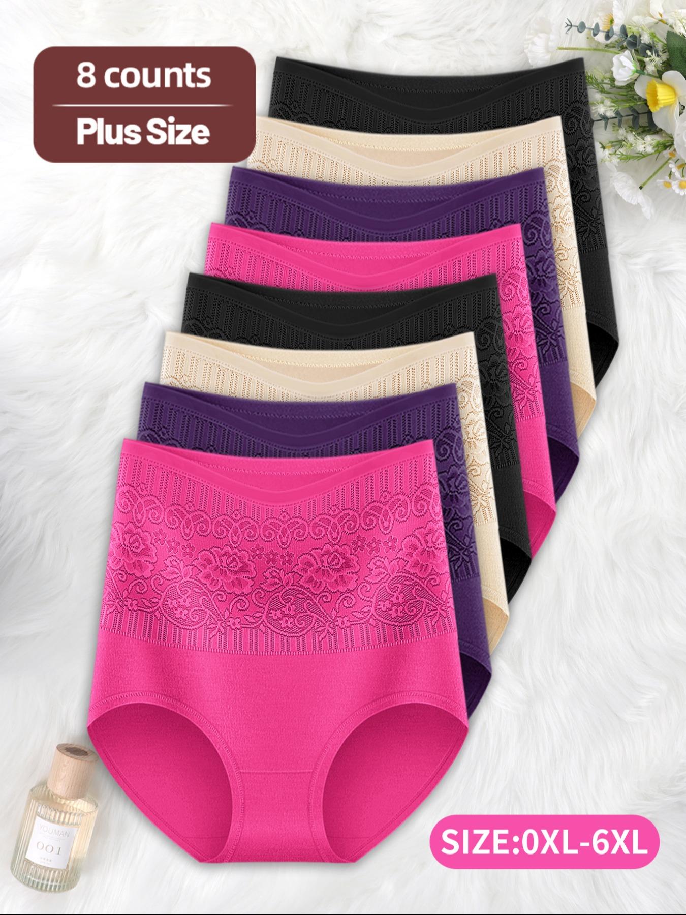 【Plus Size】 Solid Color High Waist Panty, Soft Comfy Breathable Knicker for Daily Wear, Women's Underwear for All Seasons