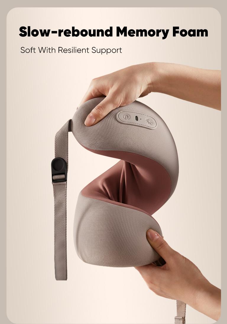 CINCOM U-Shaped Neck Massager Pillow（Mocha Coffee） for Cervical Support, with Soothing Heat & Kneading, 360° Memory Foam Support, Cordless, Rechargeable & Portable, Perfect Gift for Black Friday, Thanksgiving, Christmas, Birthdays & More